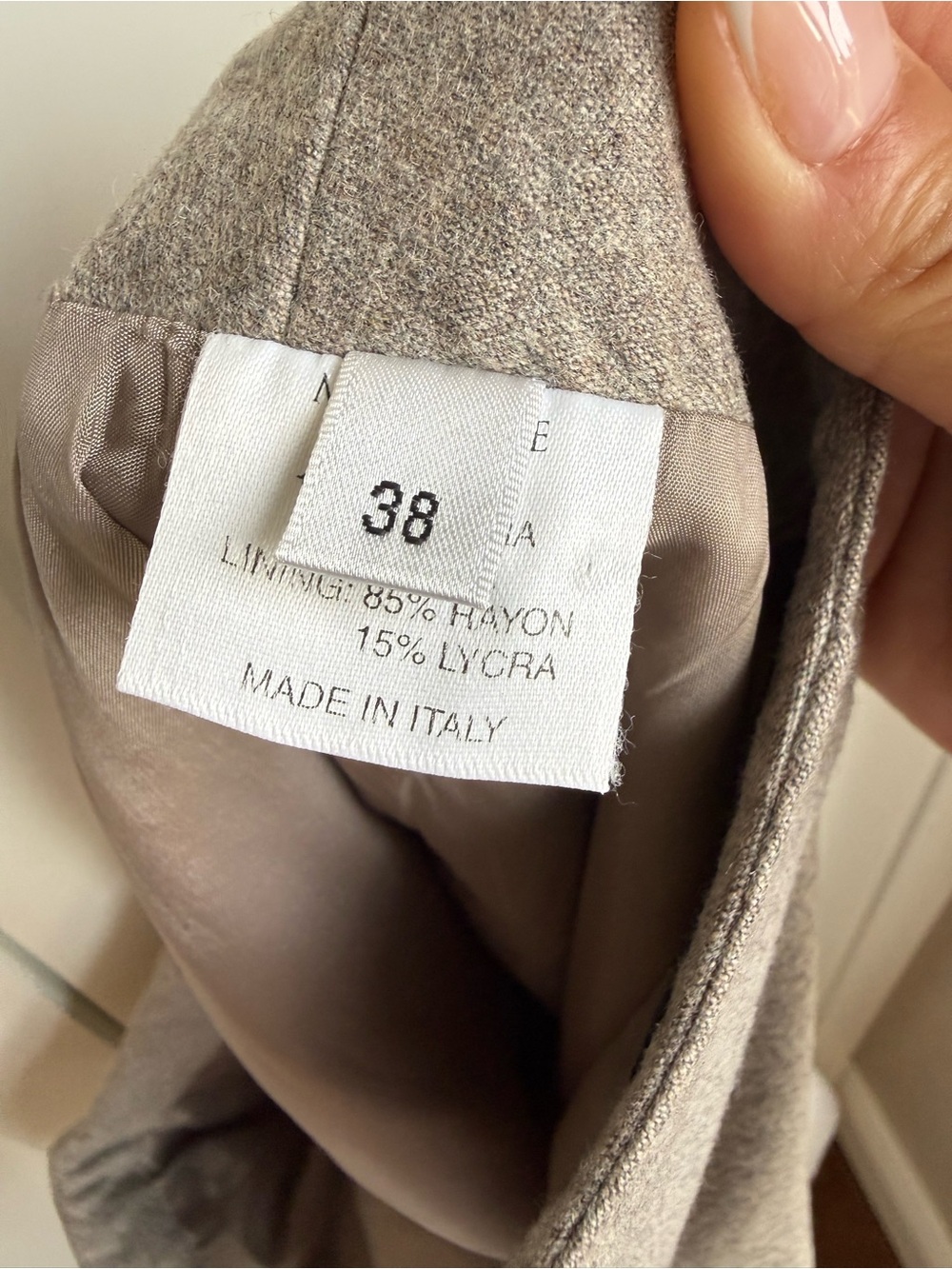 MARLOWE Luxury Wool Angora Blend Tailored Pencil Skirt Taupe Grey 4 / 38 - Picture 6 of 10